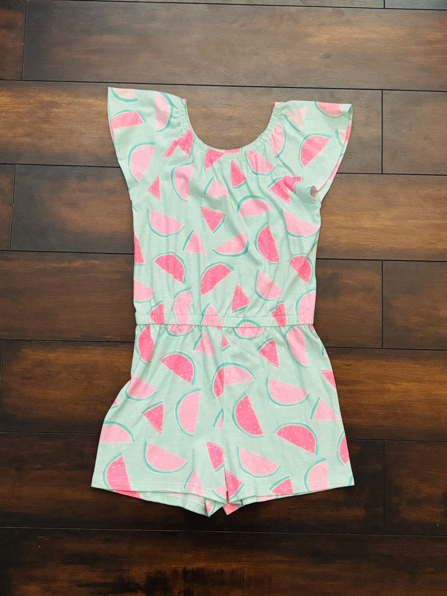 Baby Girl Clothes Little Girls Watermelon Romper Mint Teal Pink Size 7 Fits 7/8