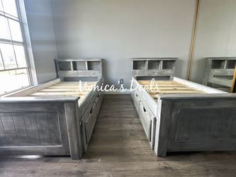 2 Twin Solid Wood Bed Frames With 3 Drawers $960