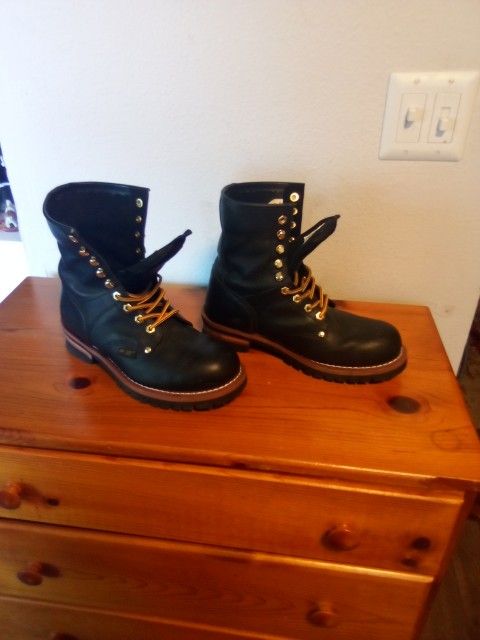 Black Leather Boots Size 10 Worn Only 2 Times