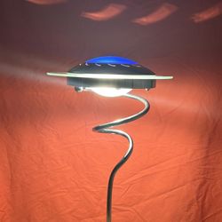 RARE Vintage Postmodern Memphis style Spiral satellite Space Chrome Table Lamp