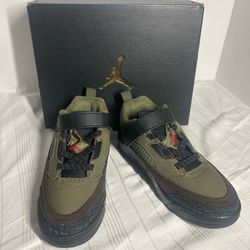Jordan Spizike Low PS Size 1Y Medium Olive Red Kids Sneakers New w/ Box