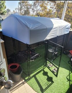 8x4x5FT Outdoor Dog Kennel for Small/Medium/Large Dogs
Welded Wire Outside Dog Pen, Anti-Rust Dog Run with Lock, UV-Resistant Waterproof Roof & Swivel
