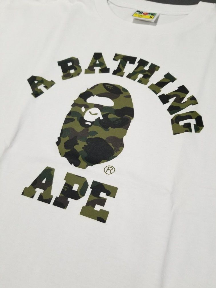 A BATHING APE 1st camo college relaxed fit gray/yellow tee