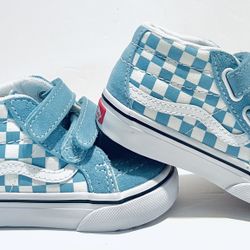 Vans Checkerboard Sk8-Mid Reissue V Shoe - Toddler Size 6.0 Light Blue/White