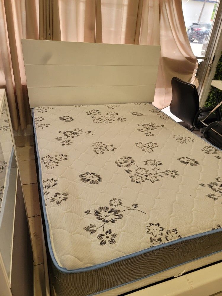 Queen Size Bed Frame includes mattress and box spring