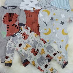 4 Baby Boys Safari Sleep 'N Plays 4 Hats 0-3 Months