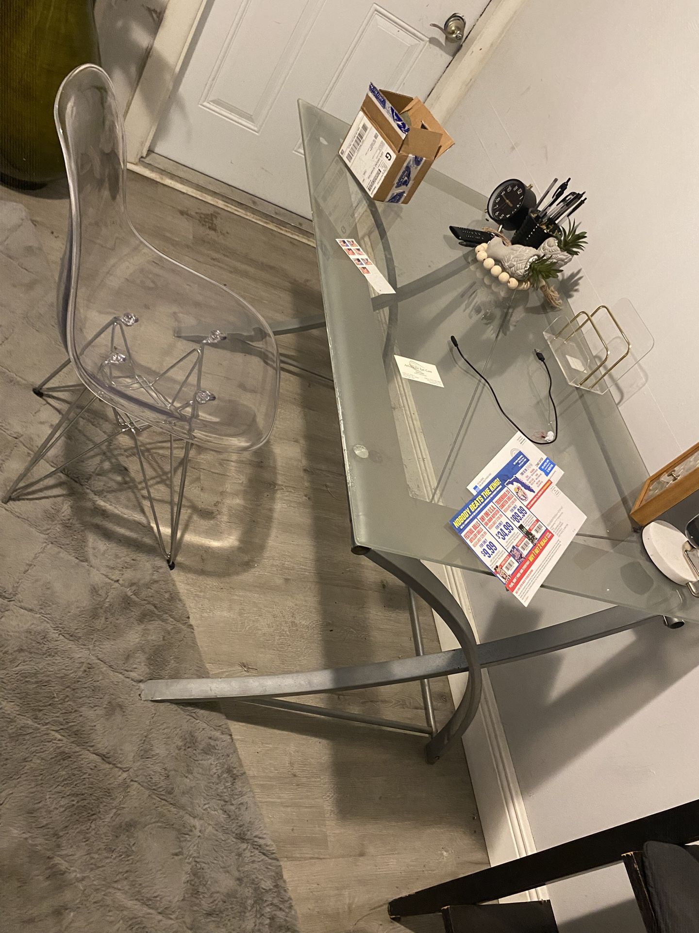 Glass Desk and Chair
