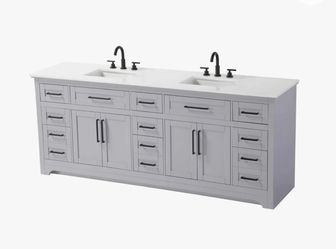 84 inch Double Bathroom Vanity in Grey