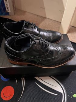 Black Leather Wingtip Brogue Oxford Dress Shoes