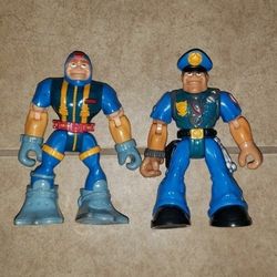 X2 TODDLER FISHER PRICE RESCUE HEROES POLICE OFFICER SCUBA DIVER GIL GRIPPER ACTION FIGURE SET