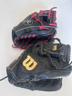 Youth baseball gloves Wilson A950 and Rawlings Gamer Series