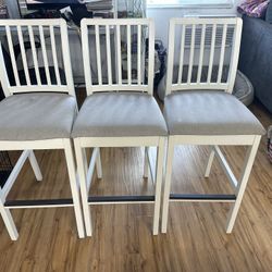 3 White and Gray Bar Stool Chairs