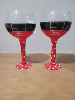 Oversized Christmas Decorative Wine Glasses
