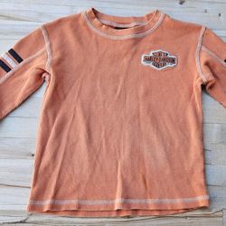 5T, Harley-Davidson  Youth, Long Sleeve Waffle Knit, Thermal Shirt, Orange