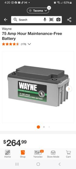 Wayne AGM Backup Sump Pump Battery 75ah