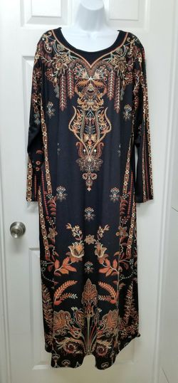 Long Black Floral Dress 2XL