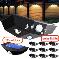 🌟 12 Pack Solar Fence Lights – Warm & Cool White – Waterproof Outdoor LED 🌟
