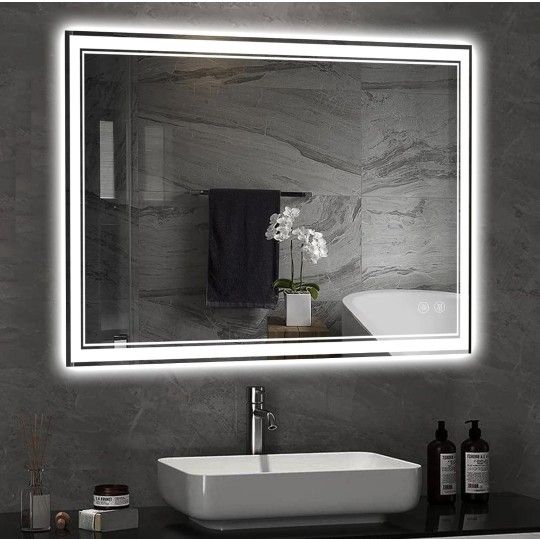 LED Bathroom Mirror Led Mirror for Bathroom 36×28in, Dimmable Vanity Mirror with Lights, Backlit and Front Lit Makeup Mirror for Wall, Anti-Fog (Horiz