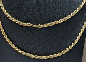 18k Italian Gold Necklace, Quality Gold, 4.5mm Rope Snake Style 2 Golds 24"