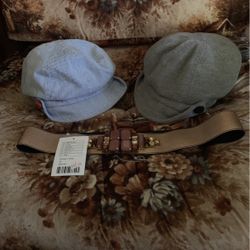 Hats…Anthropologie  Store Accessories Blue Newsboy Hats( Belt And Gray Hat Fold) 