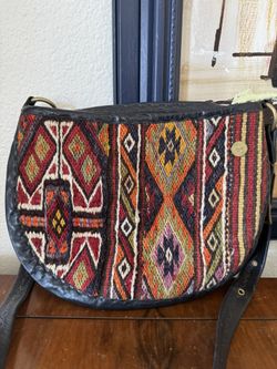 Vintage Majid Woven Kilim Crossbody Carpet Bag