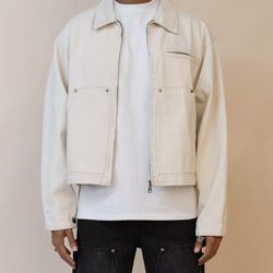 Men’s Cream Off White Jean Jacket Large