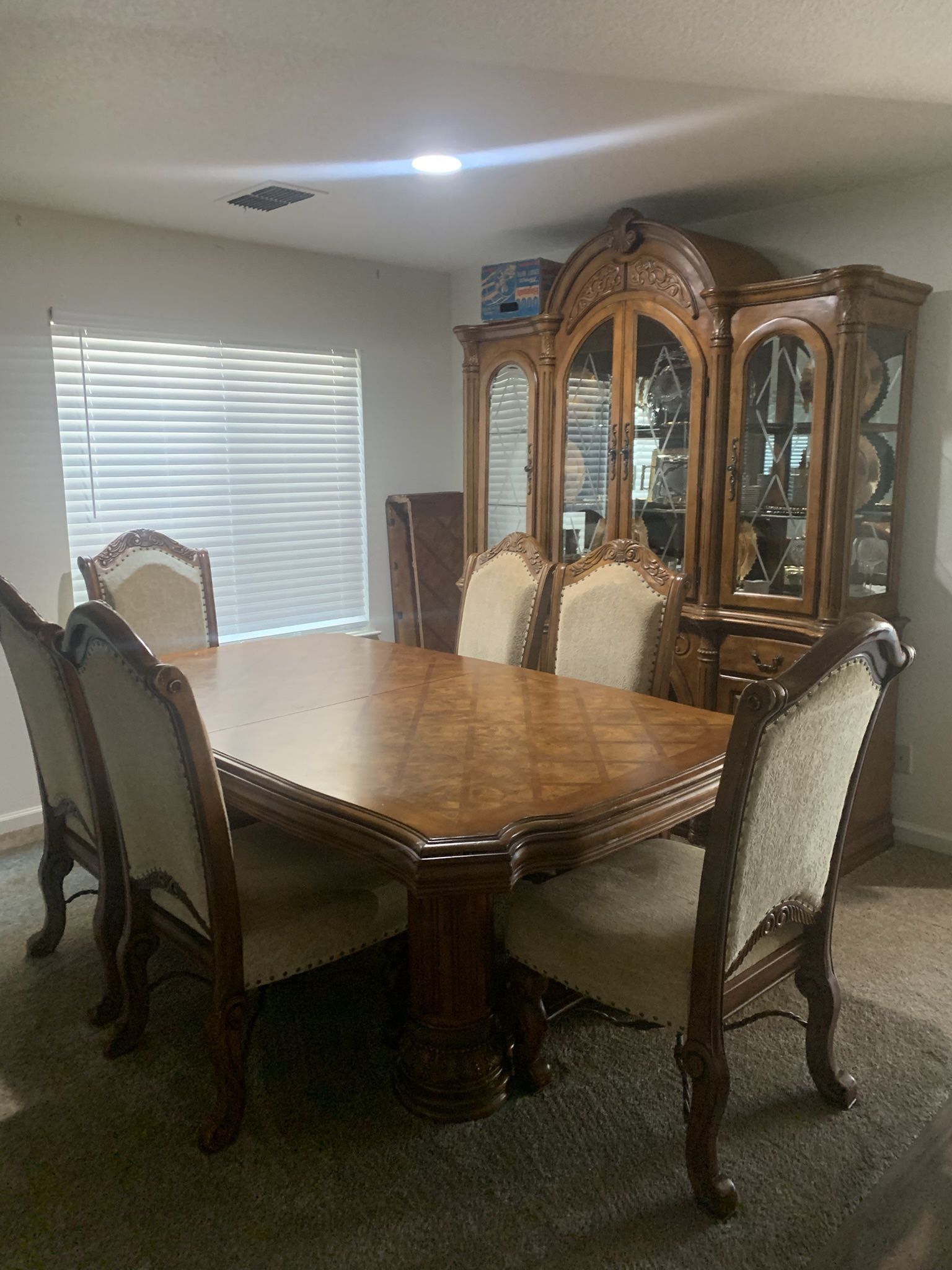 Dining Room Table And Hutch With Six Chairs