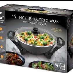 Cuisine® 13" Electric Wok with Glass Lid New In The Box