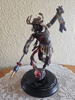 Solid bronze ssulpture "Spirit of the Crow" by Robert Murphy and the Frankli Mint Native American Deer Dancer Figurine Sculpture