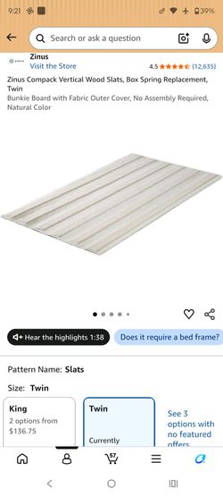 Zinus Compack Vertical Wood Slats Twin Bunkie Board
