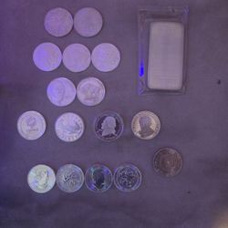 Vintage Silver Bar And Rounds 