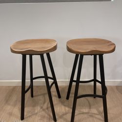 (2) 30” Swivel Bar Stools - Natural Wood
