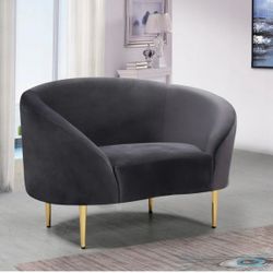 Meridian Modern Velvet Upholstered Chair 
