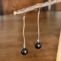 Novica Sterling Silver Twist & Black Onyx Bead Dangle Earrings