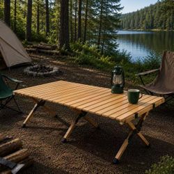 New In Box 47x24x17 Inch Tall Portable Easy Setup Wooden Outdoor Camping Picnic Beach Park Table With Carrying Bag 