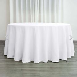 Polyester Round Tablecloth 120" White
