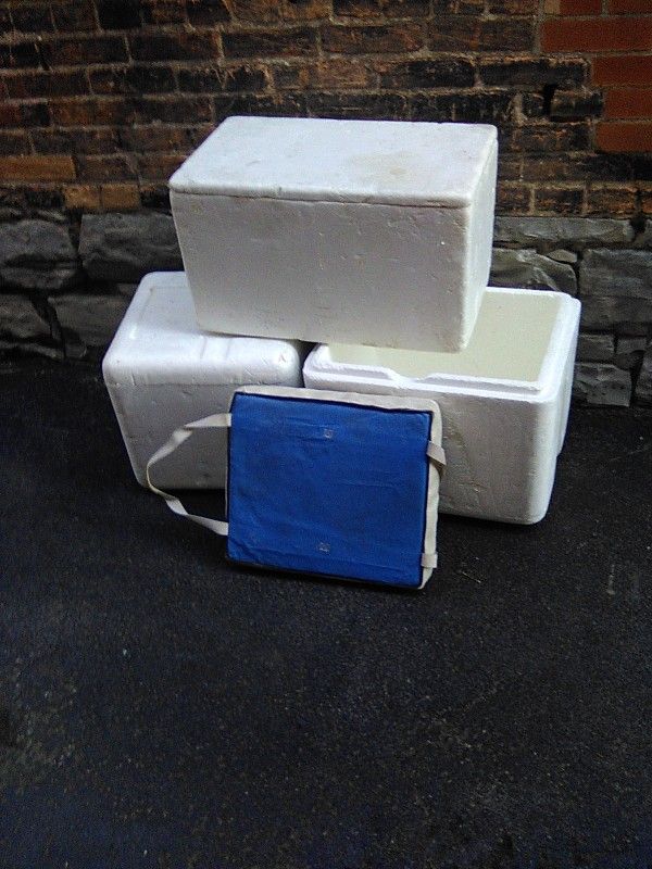 Styrofoam Coolers And Boat Cushion Pfd