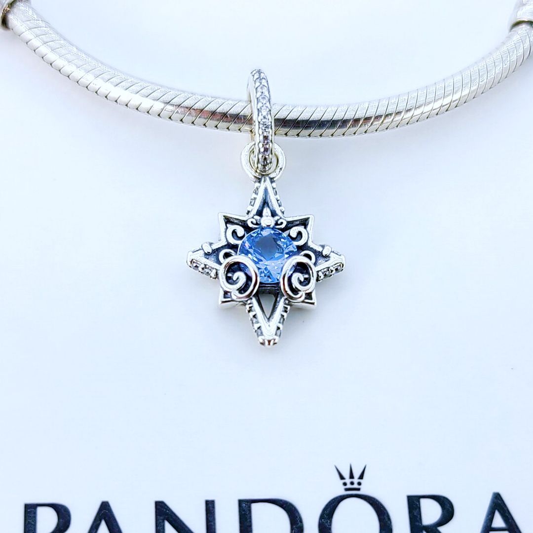 Genuine PANDORA Disney Cinderella Blue Star Pendant Charm W/Pouch