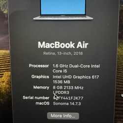 2018 MacBook Air Retina Pristine Condition