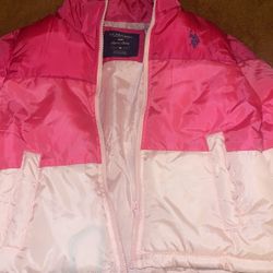 Girls US Polo Pink Jacket Winter Jacket Medium 