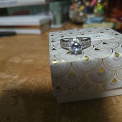 Size 7 White Engagement Ring Sterling Silver 