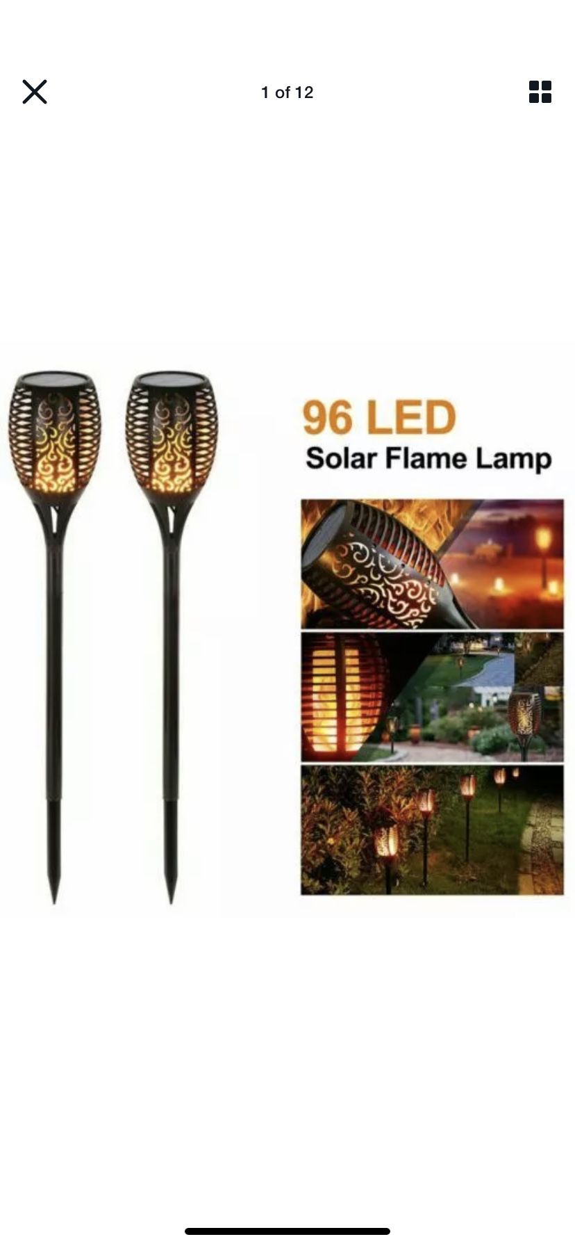 96 led solar power torch light lamp garden yard
