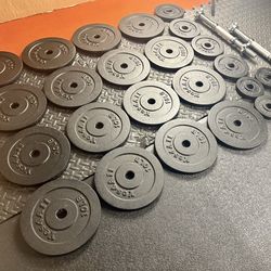 200 # Adjustables Cast Iron Dumbbells [ Yes!! 100 pounds for each hand] Open Box Condition.