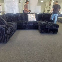 Black Corduroy Sleeper Sectional 