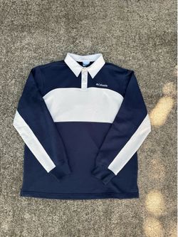 Columbia navy blue long sleeve rugby polo shirt Size M