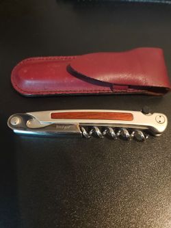 Rare Kai 2170 sommelier Corkscrew in leather pouch