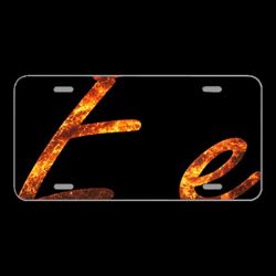 License Plate Novelty Car Front Letter E Fire Embers Lava Font