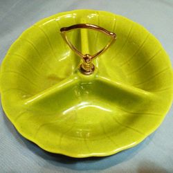 

Candy dish, divided, green 1960’s , Lane Company , Vannuy California, 3000-  

