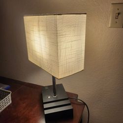 Black Modern Tablelamp W/ 2 USB Charging Ports And One Outlet