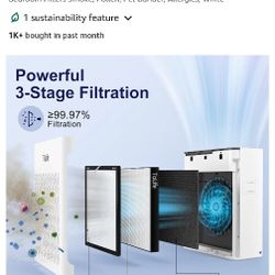 Air Purifiers for Home Large Room Up to 1295 Ft² with PM 2.5 Display Air Quality Sensor, Auto Mode, Timer, HEPA Air Purifier for Bedroom Filters Smoke